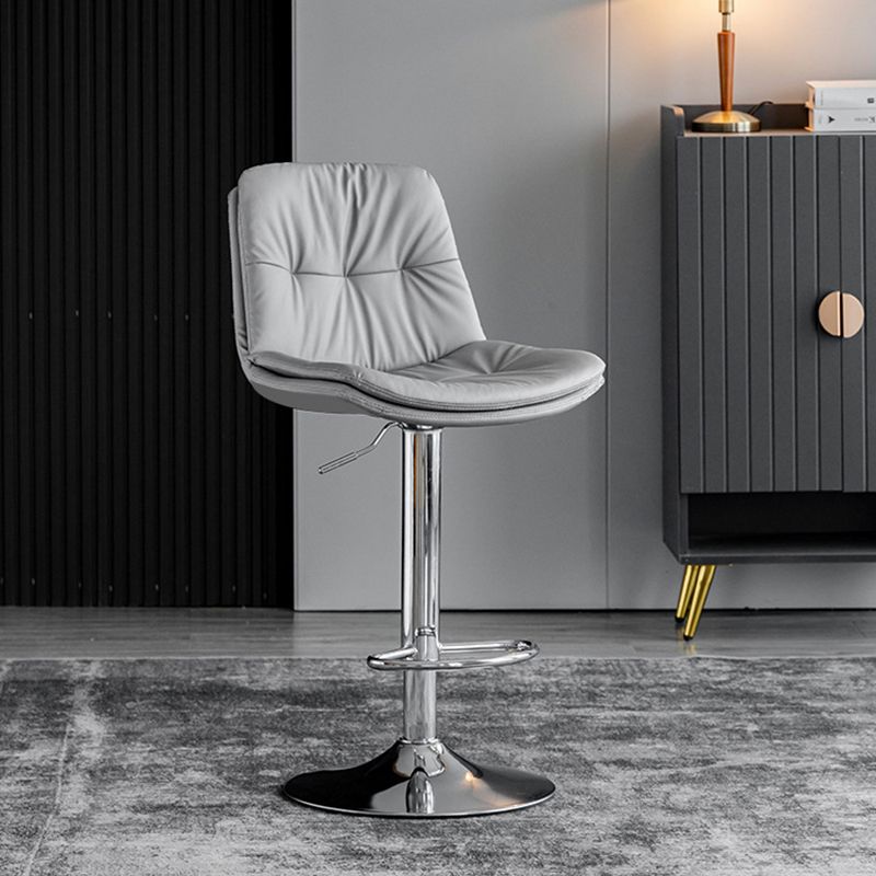 Industrial Metal Barstool Faux Leather Counter Stool With Chrome Base