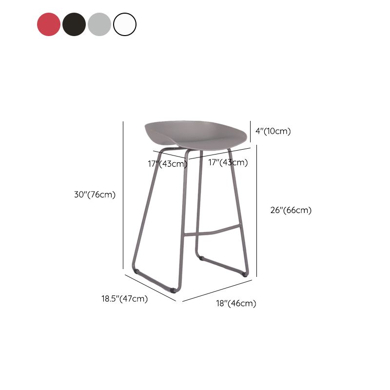 Contemporary Plastic Bar Stool Armless Dining Stool with Metal Base