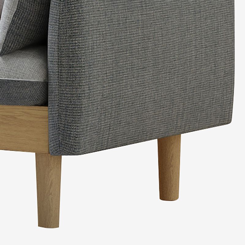 Stoff grau 3-Sitz-Quadratarmsofa Nordic mit 2 Kissen Liebeseat