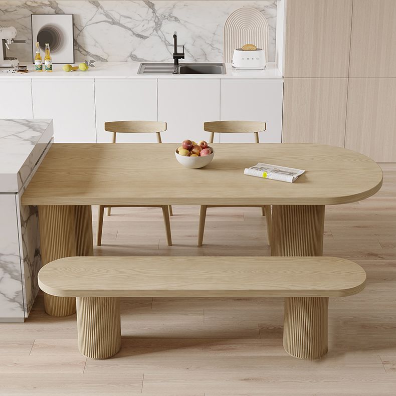 Modern Style Dining Table Brown Solid Wood Dining Table for Kitchen