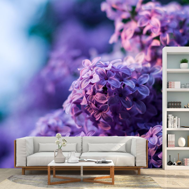 Contemporary Purple Lilac Wall Mural Moisture Decorative Eco-friendly for Home Decor