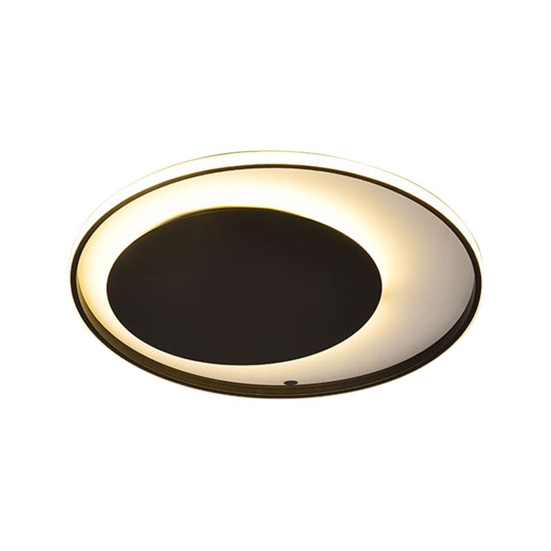 Black Circle Deckenleuchte Einfache Darstellung Acryl 18 "/23.5" Breite LED-Unterputz-Beleuchtung in Warm/Weißes Licht