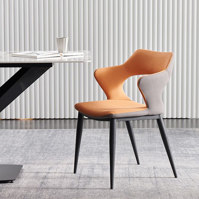 Fauteuil contemporain en simili cuir, finition mate, chaise de salle à manger à dossier ouvert