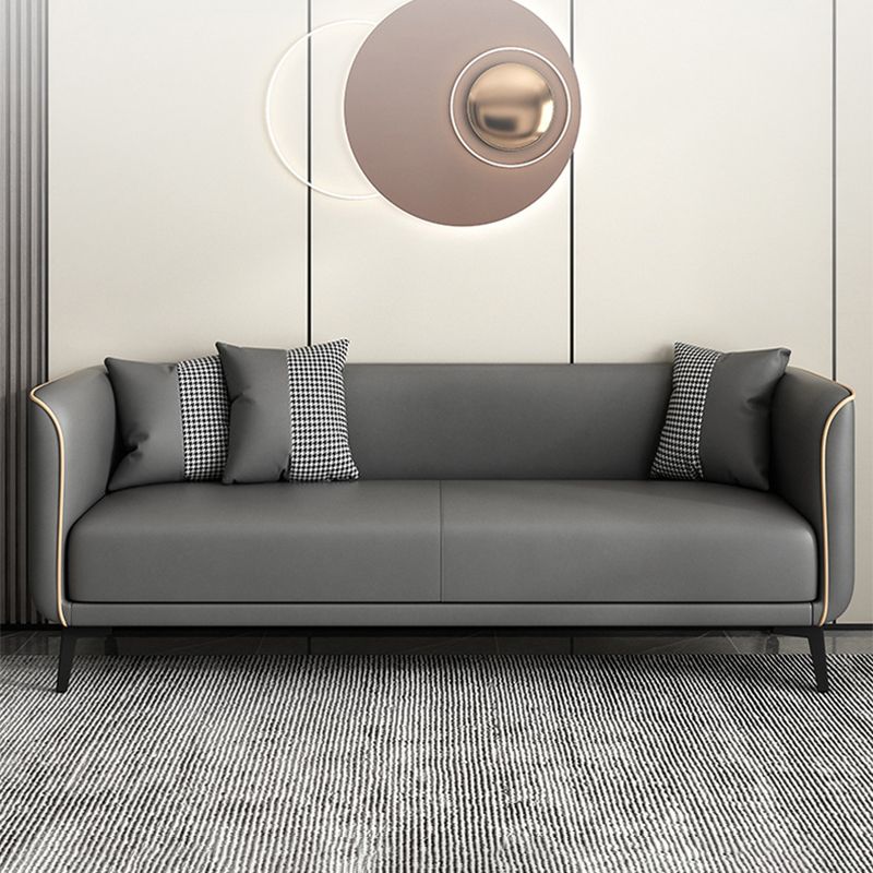 Tuxedo Arm Standard Sofa 25.98" H Modern Style Single Cushion Faux Leather Sofa