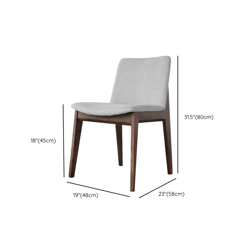 White Upholstered Dining Chairs Kitchen Dining Armless Chair with Wood Legs