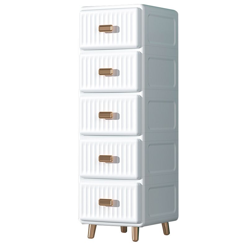 Contemporary Plastic Storage Cabinet for Bedroom Matte Finish Cabinet with Drawers