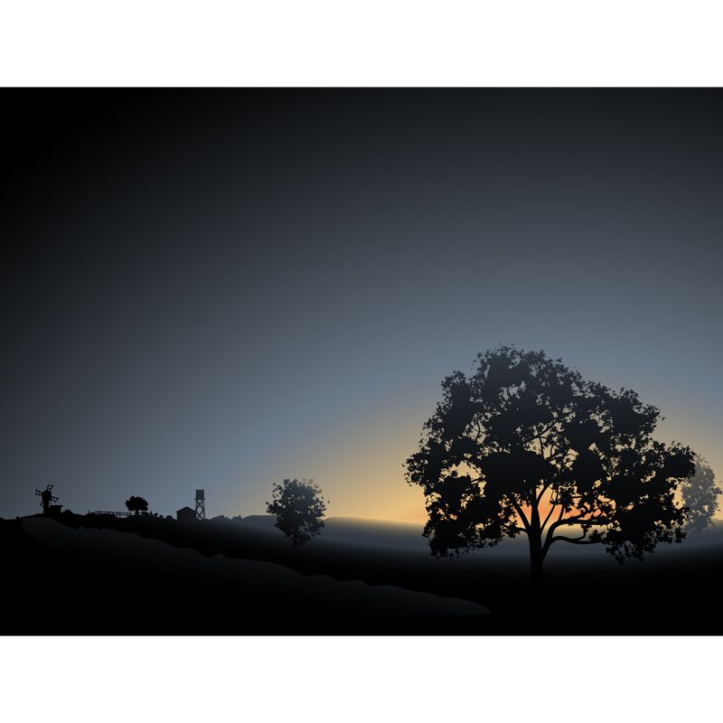 Dark Grey Dawn Scenery Mural Moisture Resistant Contemporary Living Room Wall Art