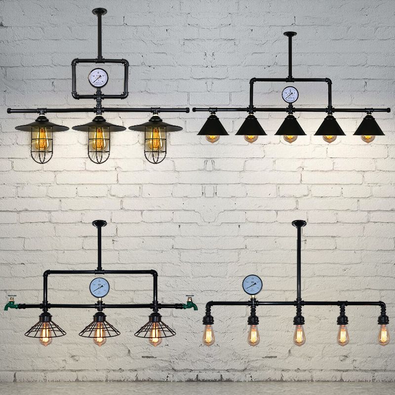Linear Island Lighting Fixtures Industrial Metal Pendant Lighting for Restaurant