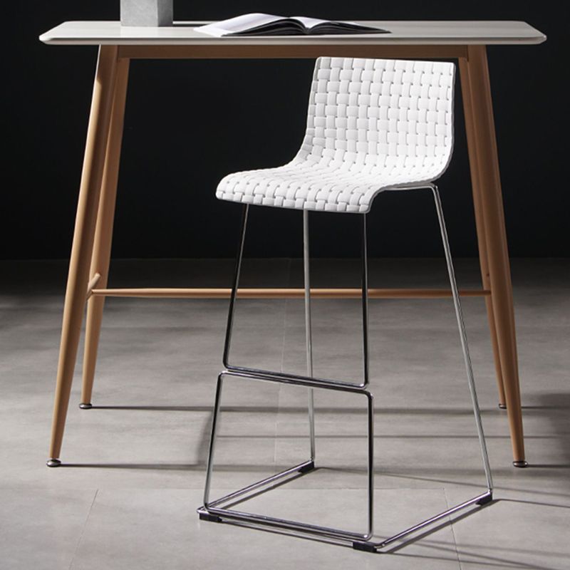 Modern Style Plastic Bar-stool Rectangle Seat Counter Bar Stool with Metal Legs