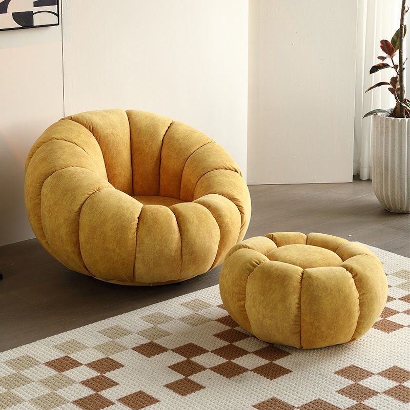 Sewn Pillow Back Papasan Chair Upholstered Sloped Arms with Swivel