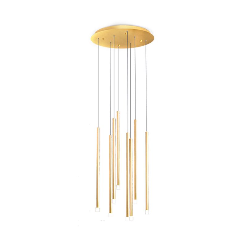 Pendre moderniste Slim Tube Lumière 8/12 Bulbes LED multiples LED LED en noir / or pour l'escalier