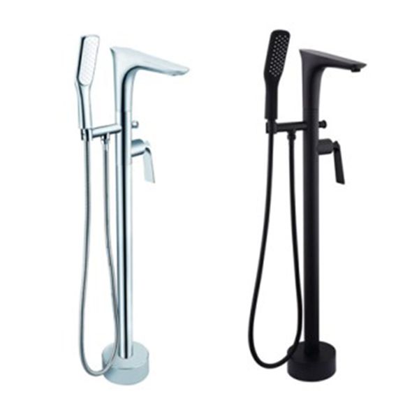 Floor Mounted Copper Bathtub Faucet Single Handle Freestanding Tub Filler Trim