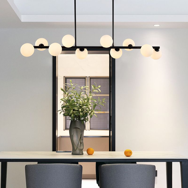 Orb Glass Shade Island Light Fixture Modern Style Metal Hanging Ceiling Lamp for Kitchen Dining Room