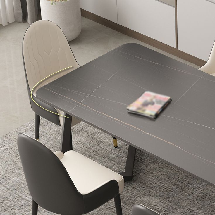 Minimalist Traditional Height Sintered Stone Top Dining Table Rectangle Dining Room Set For Kitchen