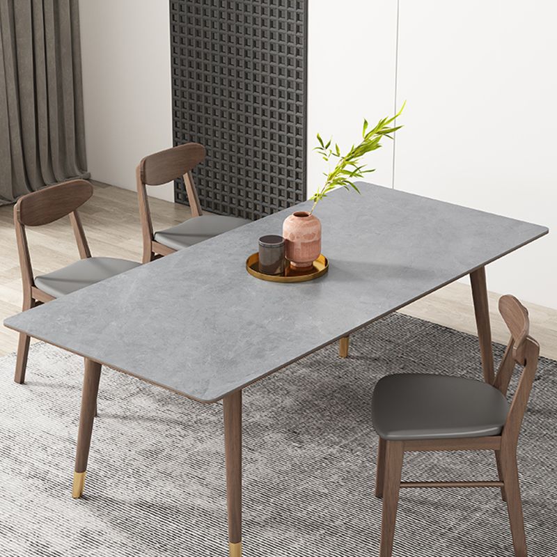 Mesa de comedor gris de cocina Mid-Century Mesa de comedor rectangular de piedra sinterizada con 4 patas