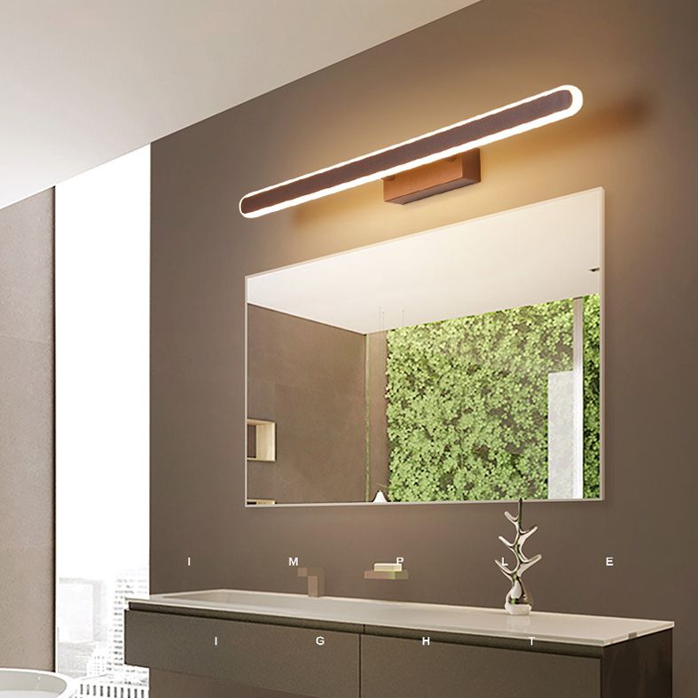 Brown Contemporary Linear Wall Mounted Light Fixture 1-Light Sconce Light for Bathroom