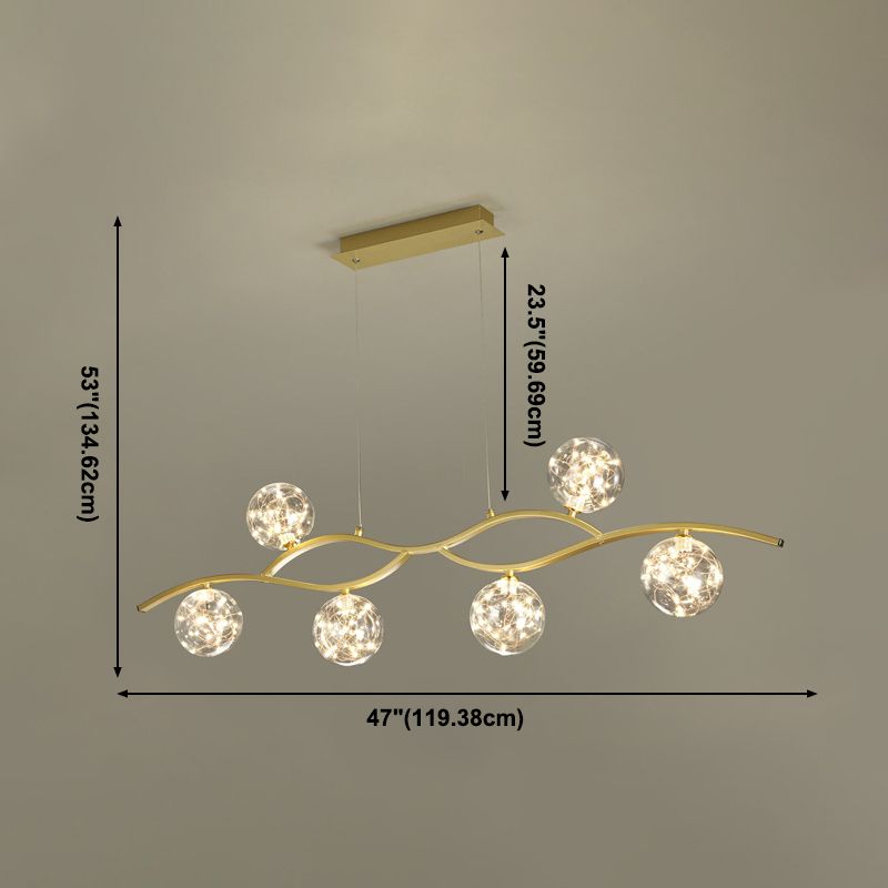 Modern Style Chandelier Light Round Glass Shade Ceiling Hanging Light for Dining Room