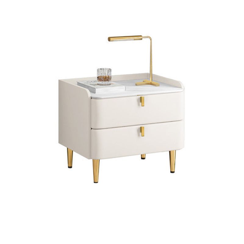 19.69" Tall 2-drawer Bedside Cabinet Legs Included Solid Wood Night Table