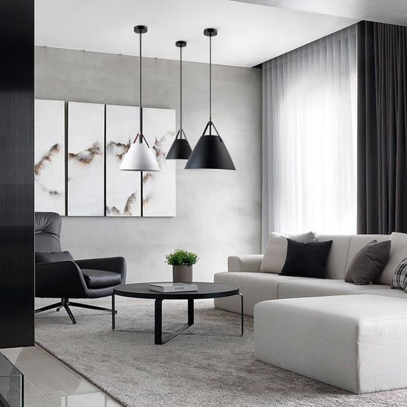 Metal Cone Hanging Lamp Contemporary Ceiling Light for Bedroom