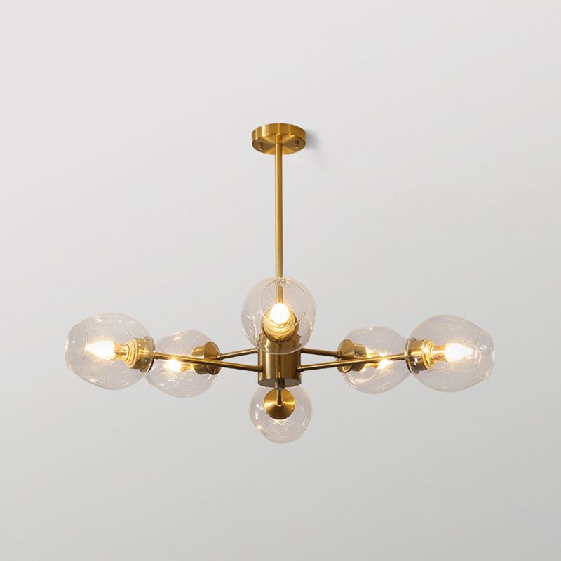 Luz de colgante de oro de vidrio en la lámpara de lámpara de cobre de estilo de lujo moderno para espacios interiores