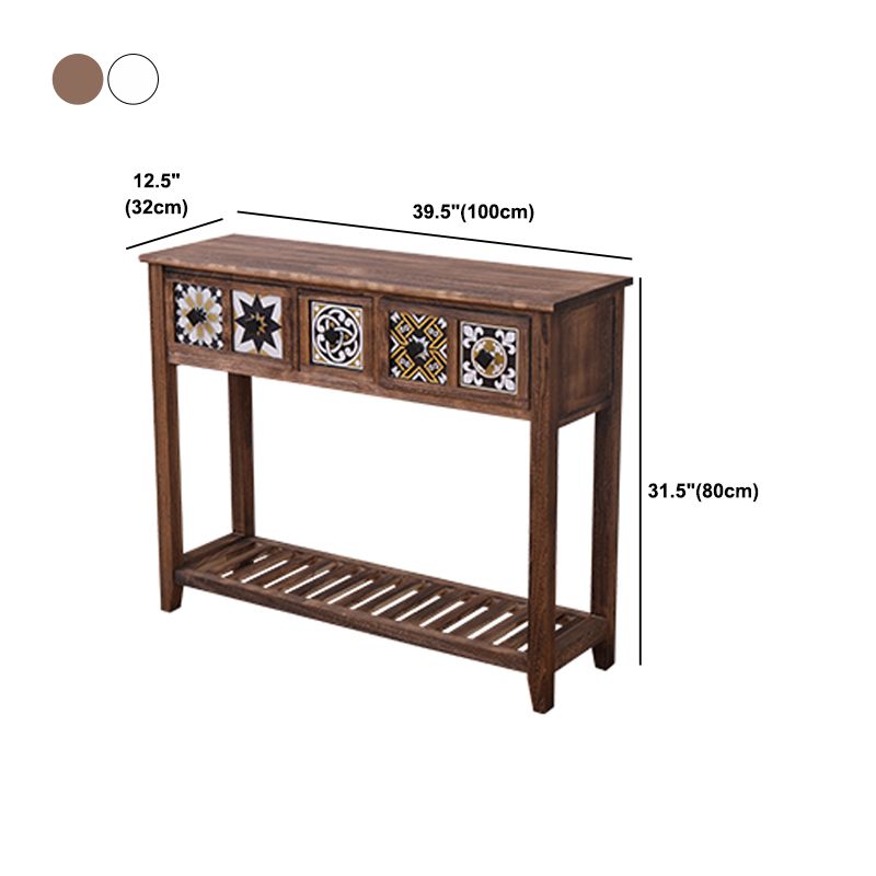 Mid-Century Modern Accent Table with Drawers for Hall Console