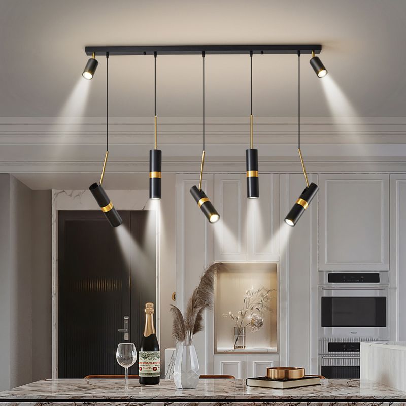 Simple Island Light Dining Room Modern Cylindrical Shade Chandelier Light Fixture