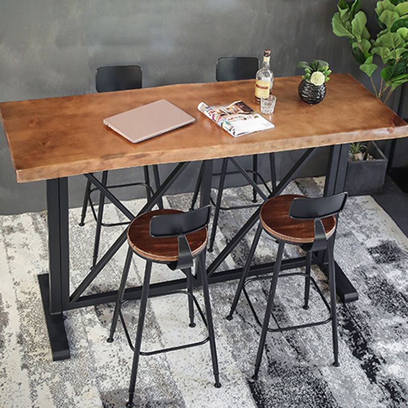 Industrial Solid Wood Pub Dining Set 1/2/5 Pcs Rectangular Pub Set for Home