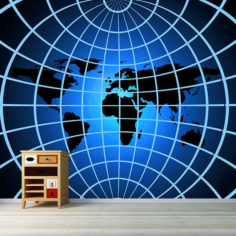 Simple Map Illustration Mural Stain Resistant for Dining Room Wall Decor, Made to Measure