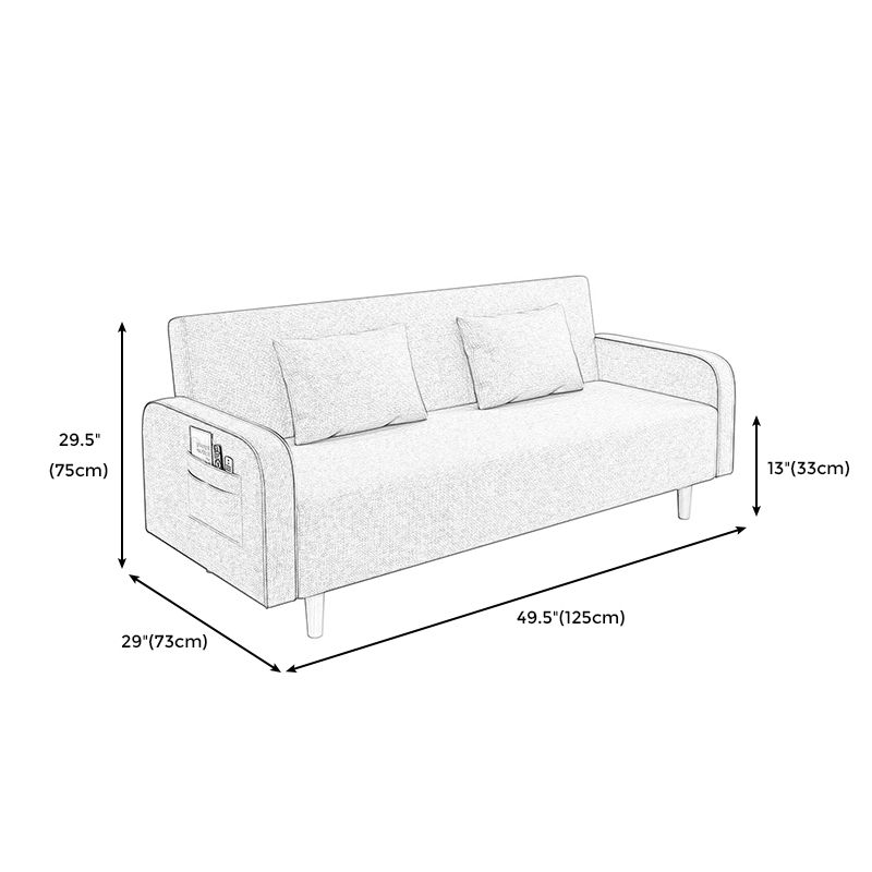 29.5"H Contemporary Solid Color Square Arm Convertible Sleeper Sofa for Apartment