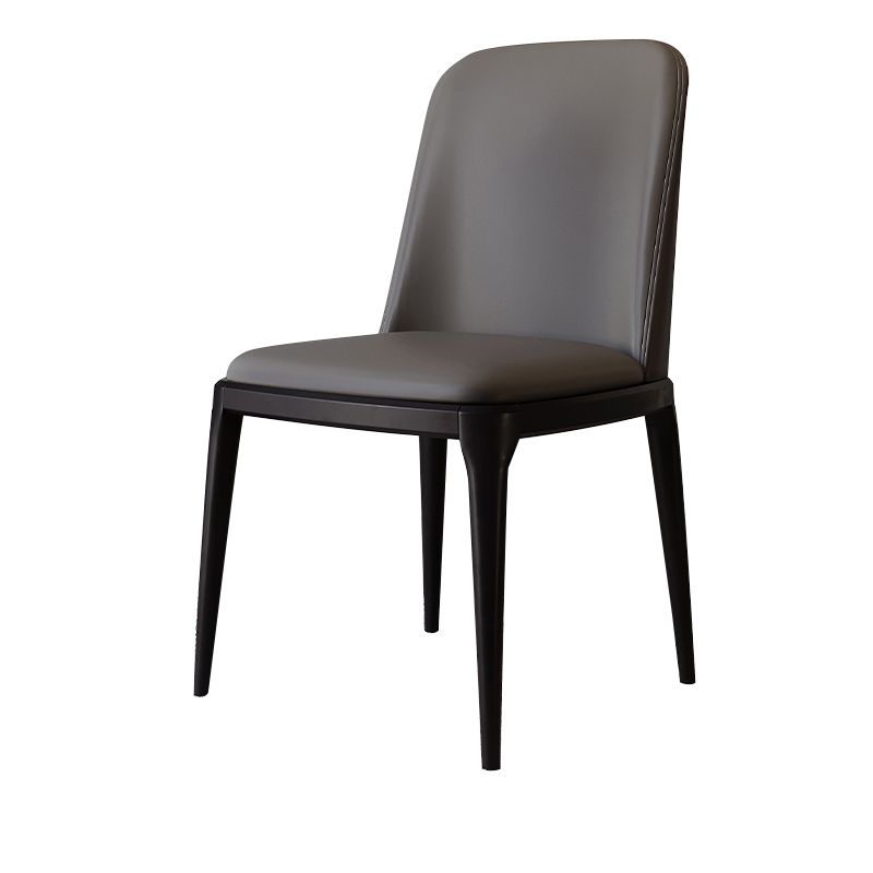 Modern Backrest Armless Leather Chair with Plastic Legs for Dining Room