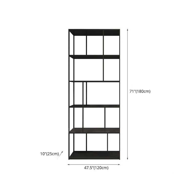 Industrial Style Metal Etagere Bookcase with Rectangular Shelves Bookcase