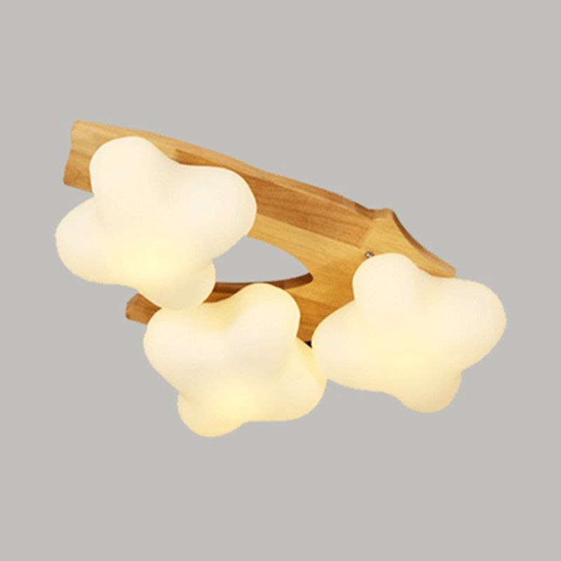 Geometric Shape Glass Flush Light Modern Style Multi Lights Flush Mount Fixture in Brown