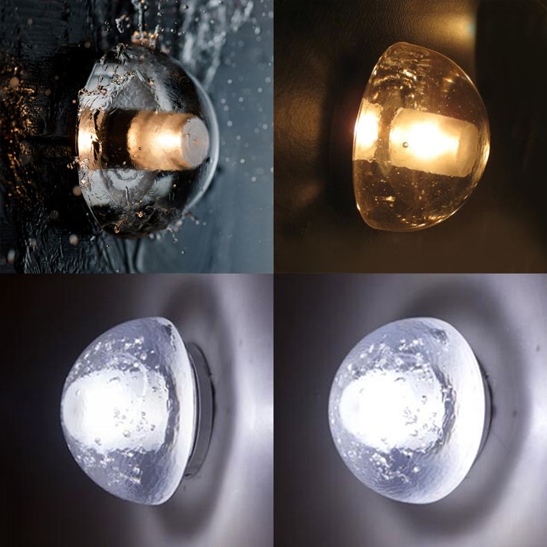 Hemisphere Wall Light Modern 1 Bulb Clear Bubble Crystal Wall Sconce in Warm/White Light for Hallway Living Room