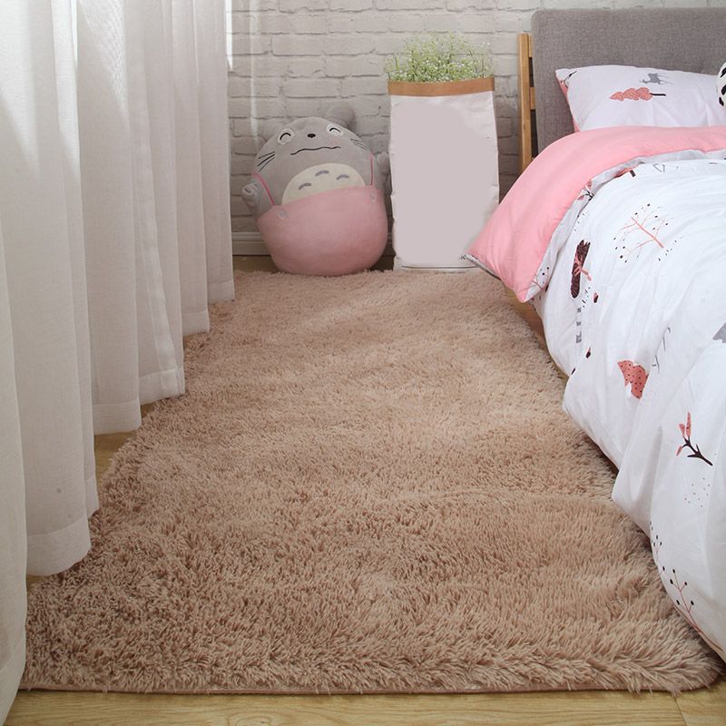 Nordic Plain Rug Multi-Color Faux Fleece Carpet Pet Friendly Anti-Slip Backing Stain Resistant Rug for Girls Bedroom