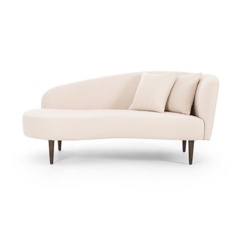 Living Room White Chaise Recessed Arms Modern Style Chaise Lounge with Upholster