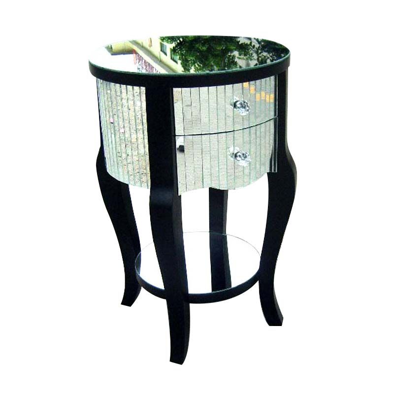 Round Glass top Side End Table Contemporary 23.6" Tall 4 Legs End Table
