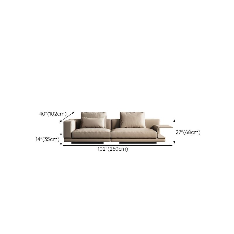 Contemporary Genuine Leather Settee Sewn Pillow Back Seating