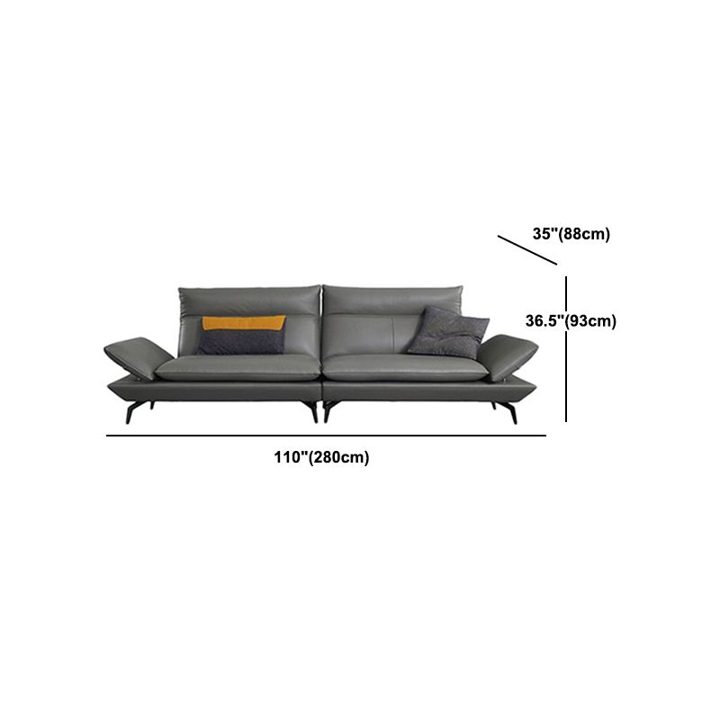 Black Flared Arm Sofa Contemporary Standard Sofa for Living Room
