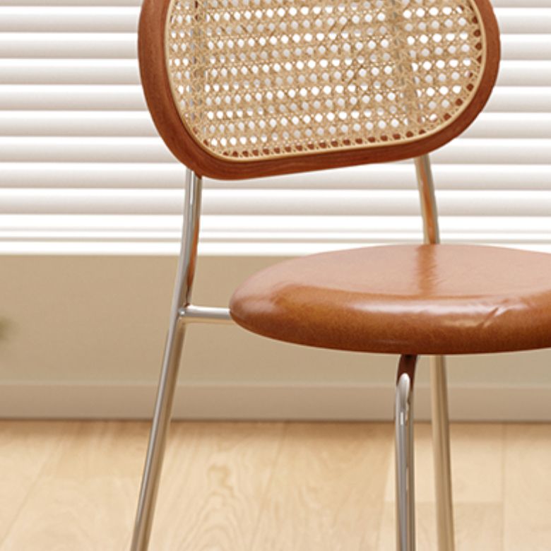 Modern Dining Chair Metal Base Leather Dining Chair for Home