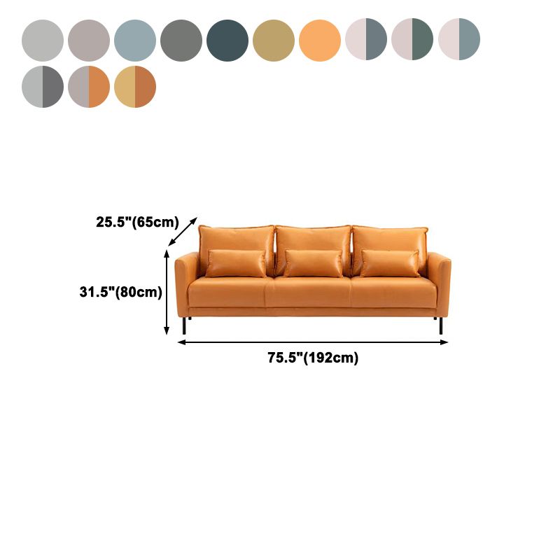 3 Seater 31.4" H Faux Leather Square Arm Sofa for Living Room