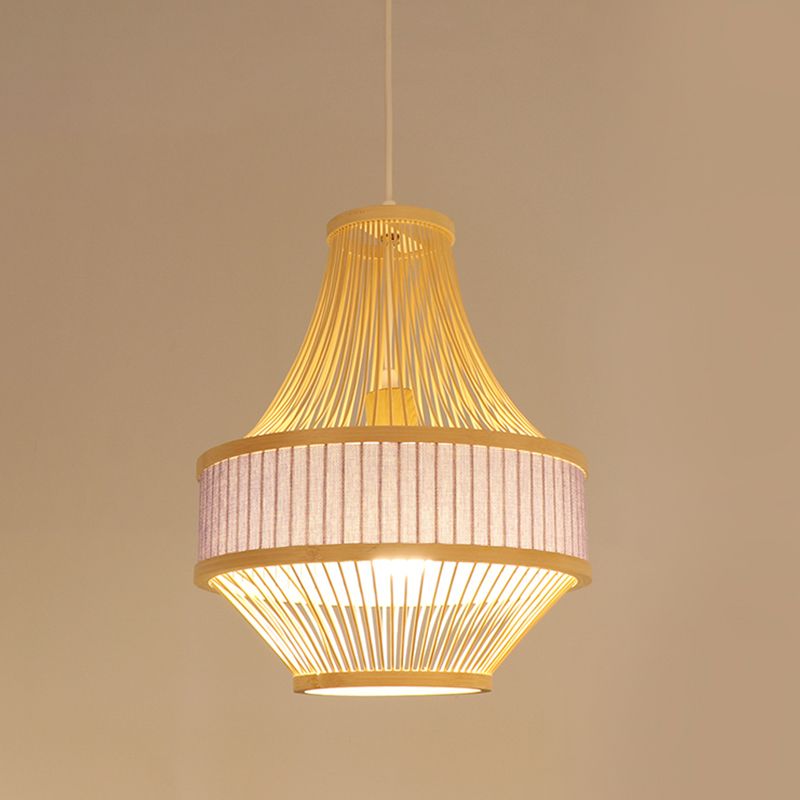 1 Bulbe Laser à plafond coupé lampe de plafond chinois Bamboo Pendentif Lighting in Light Purple