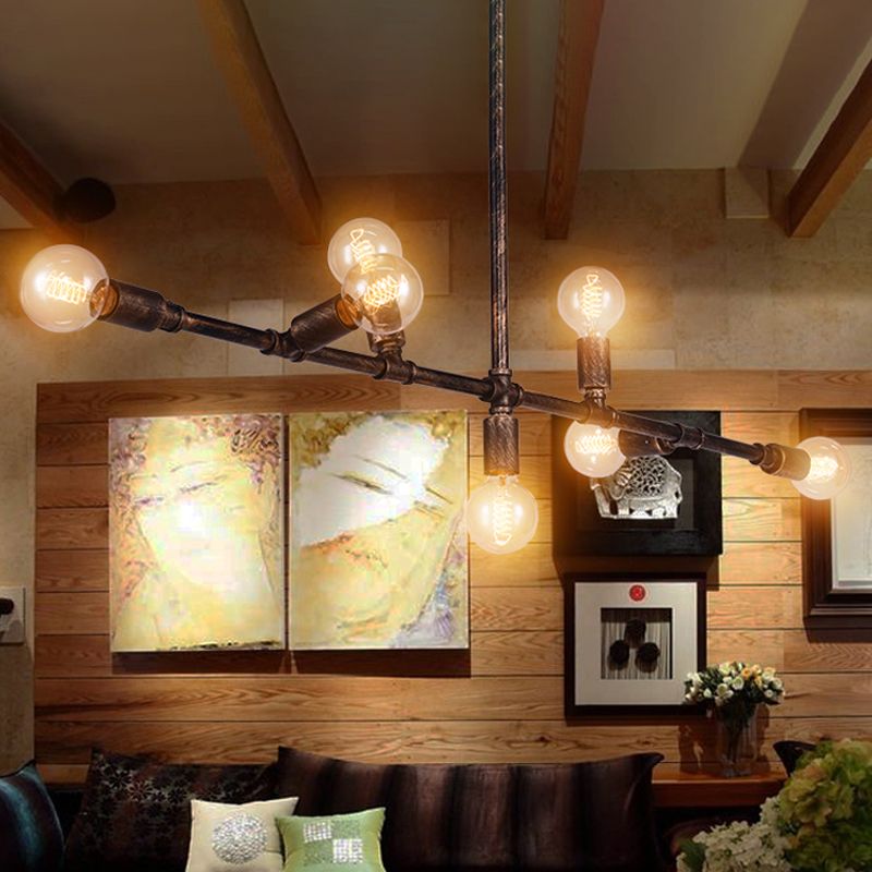 7/11 Lights Exposed Island Pendant Light Farmhouse Style Antique Bronze Wrought Iron Hanging Island Light