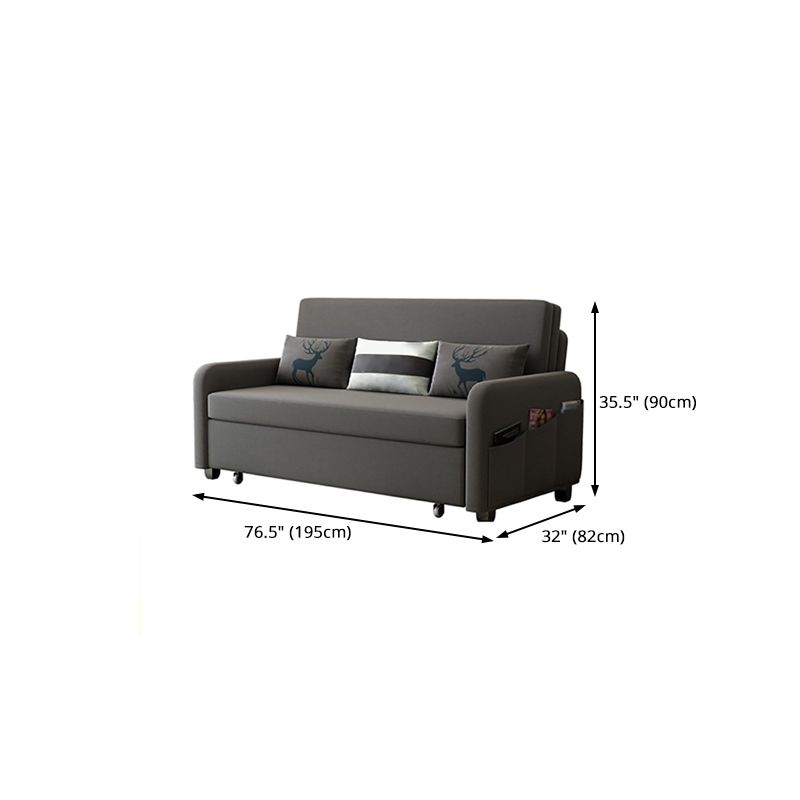 Contemporary Linen Square Arm Sofa Bed Washable Standard Sofa for Living Room