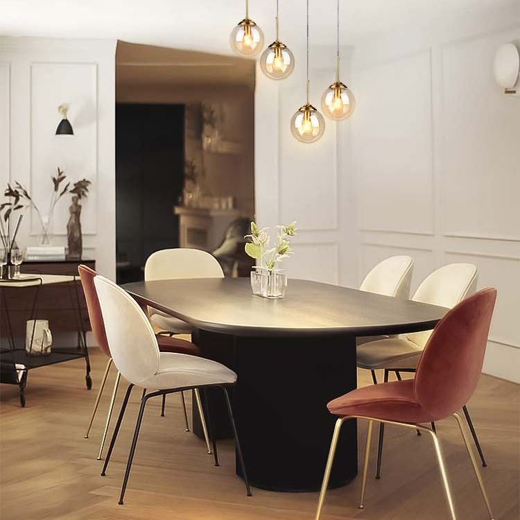 Modern Style Oval Table Solid Wood Double Pedestal Dining Room Furniture