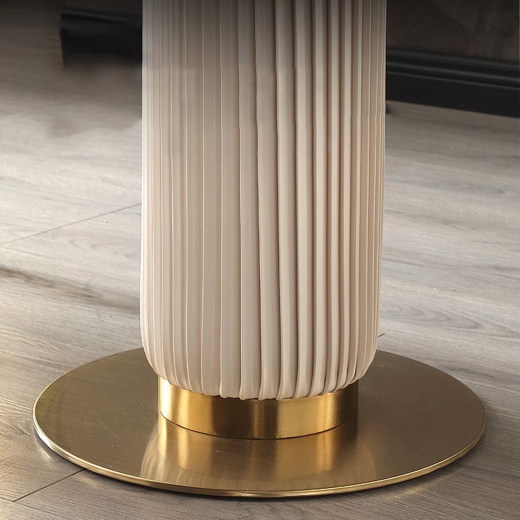Mesa de comedor de piedra sinterizada de forma redonda, mesa con pedestal Glam para comedor