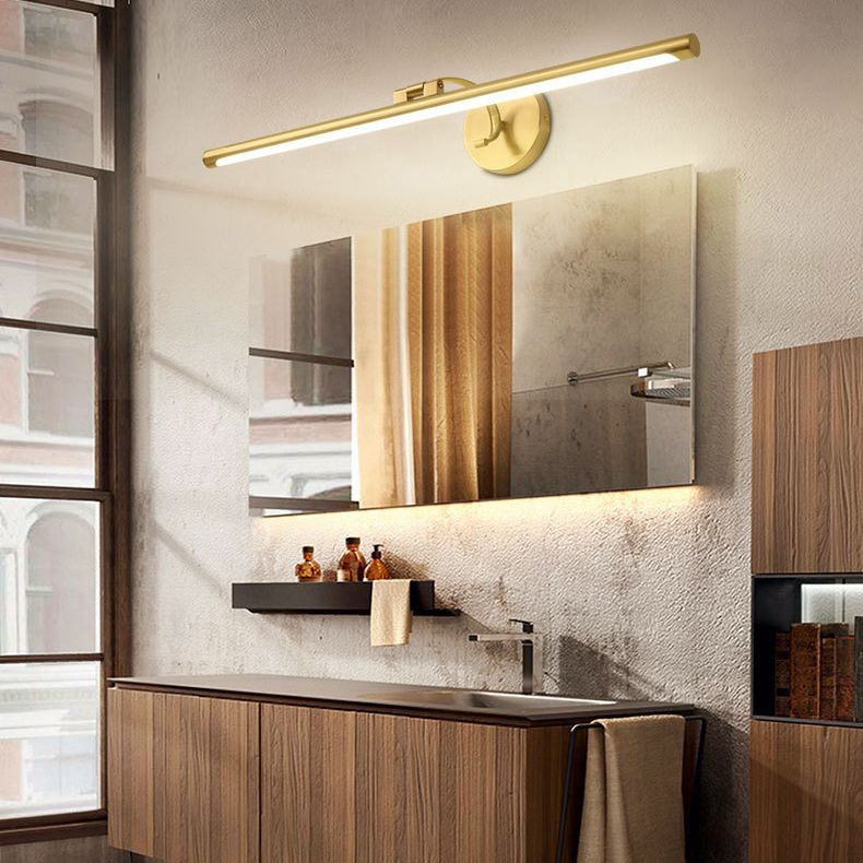 Retro Brass Mirror Cabinet Bathroom Wall Lights Metal Linear Shade LED Ambient Vanity Lighting