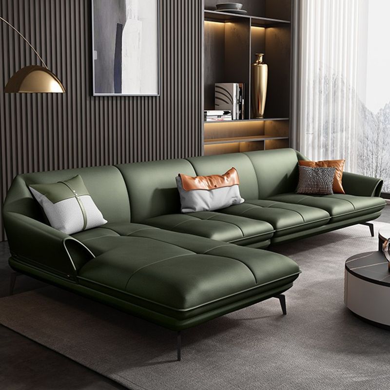 Modern Stationary Faux Leather Living Room Flared Arm Cushions Seating