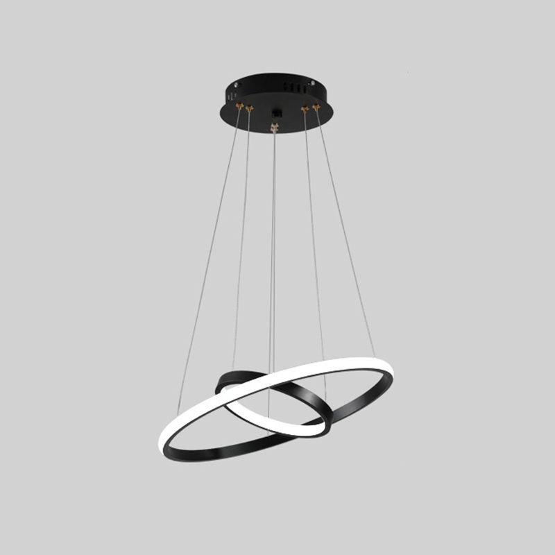 Orbicular Chandelier Lighting Fixtures Modern Black Hanging Chandelier with Silica Gel Shade