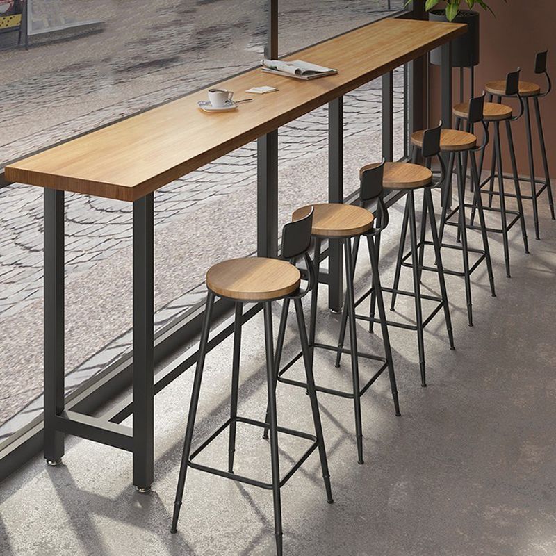 Modern 1/7 Pieces Bar Table Set Rectangle Wood Counter Table with High Stools for Cafe