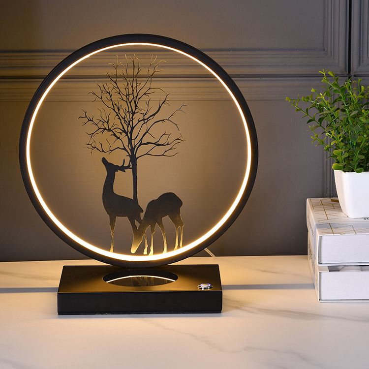 Modern Style Circle Shape Table Light Metal 1 Light Nightstand Lamps for Bedside